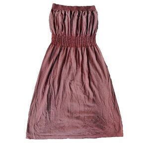 ANGIE Dress Sz S Red White Stripes Strapless Dress Midi Length Summer Tube Top